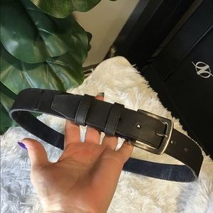Black With silver Buckle Leather Belt